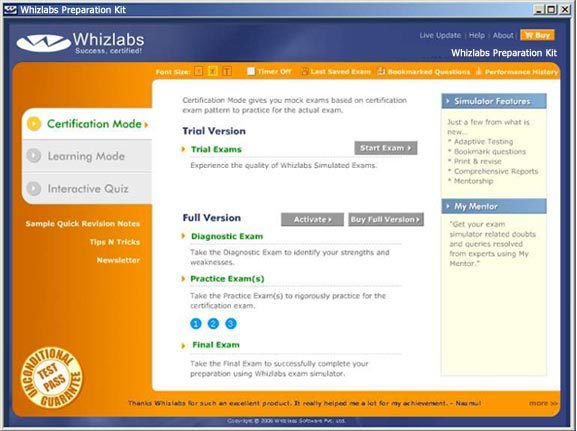 Whizlabs SCJP 1.4 Preparation Kit Screenshot